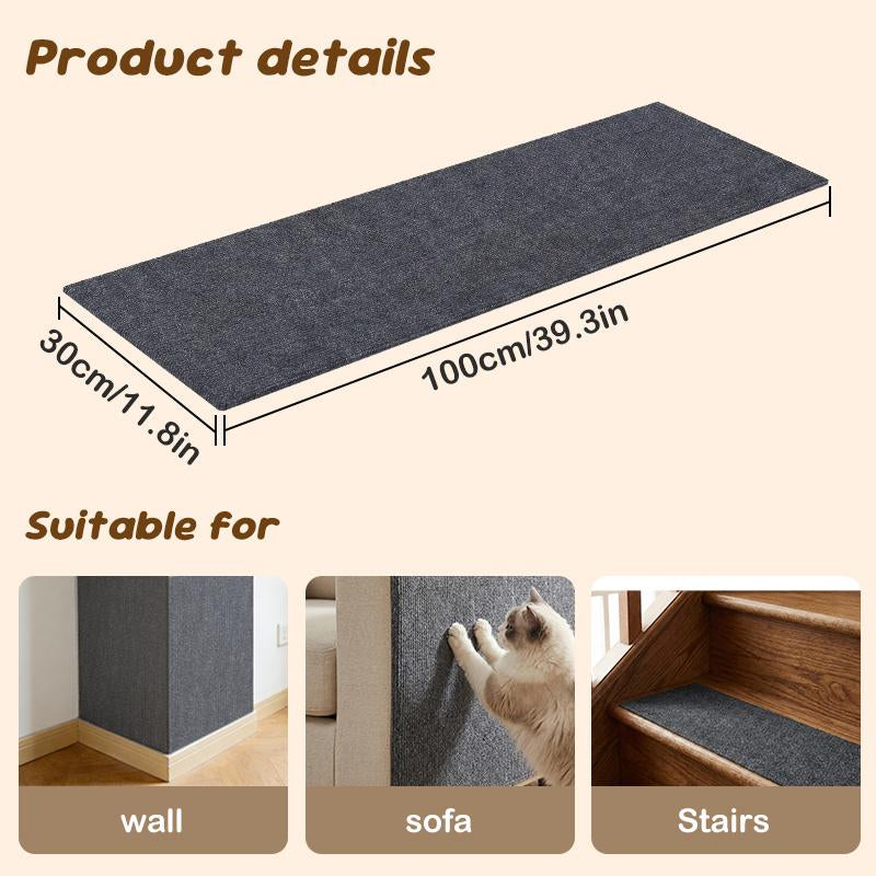 Cat Scratch Furniture Protector Stickers - 4 Pack (11.8"x11.8") or 1 Pack (39.3"x11.8") in Grey - Customizable and Available in Four Colors