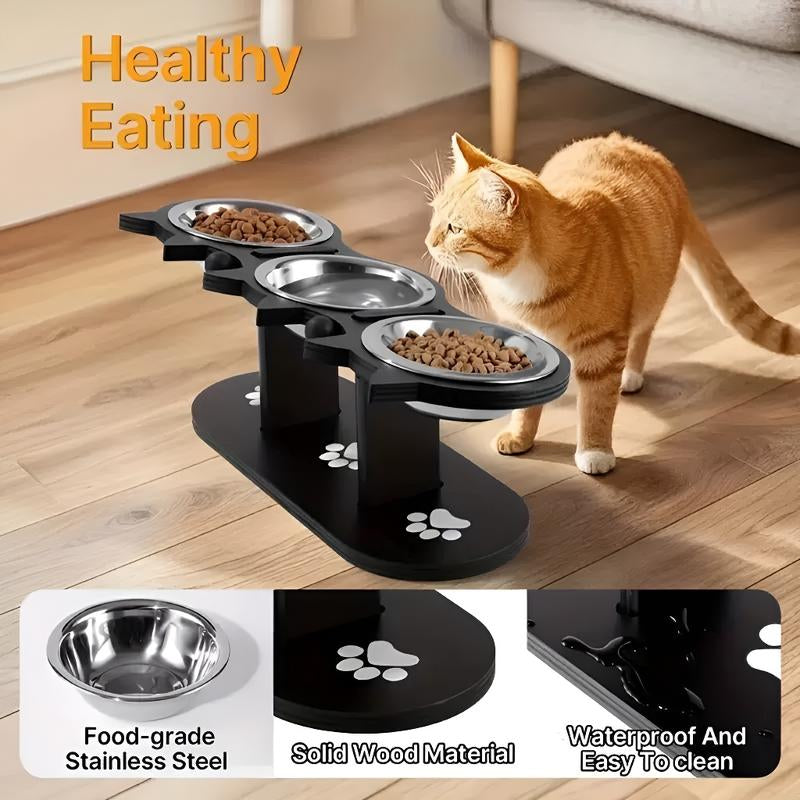 Elevated Pet Feeder with 15-Degree Tilted Bowls and Adjustable Height for Enhanced Feeding Comfort