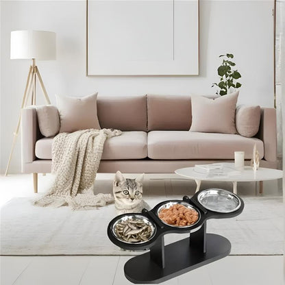 Elevated Pet Feeder with 15-Degree Tilted Bowls and Adjustable Height for Enhanced Feeding Comfort