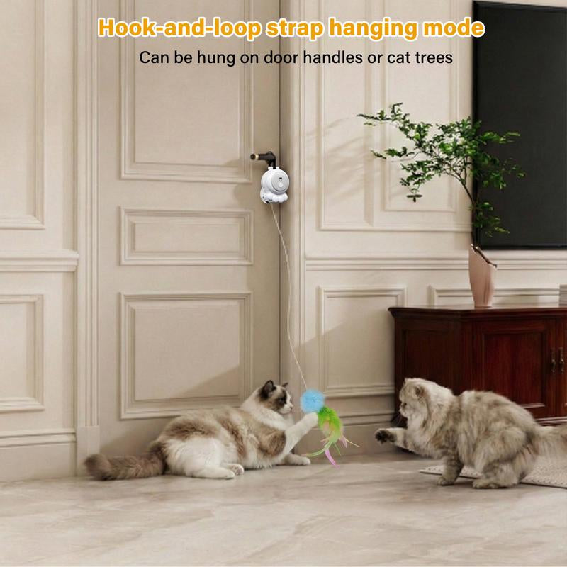 HAPPYCODE 2-in-1 Rechargeable Electric Cat Wand - Versatile Indoor Toy with Suction and Hanging Design, Featuring Dual Modes (Track Chase + Bounce) for Kittens and Adult Cats, Ideal Gift for Cat Lovers