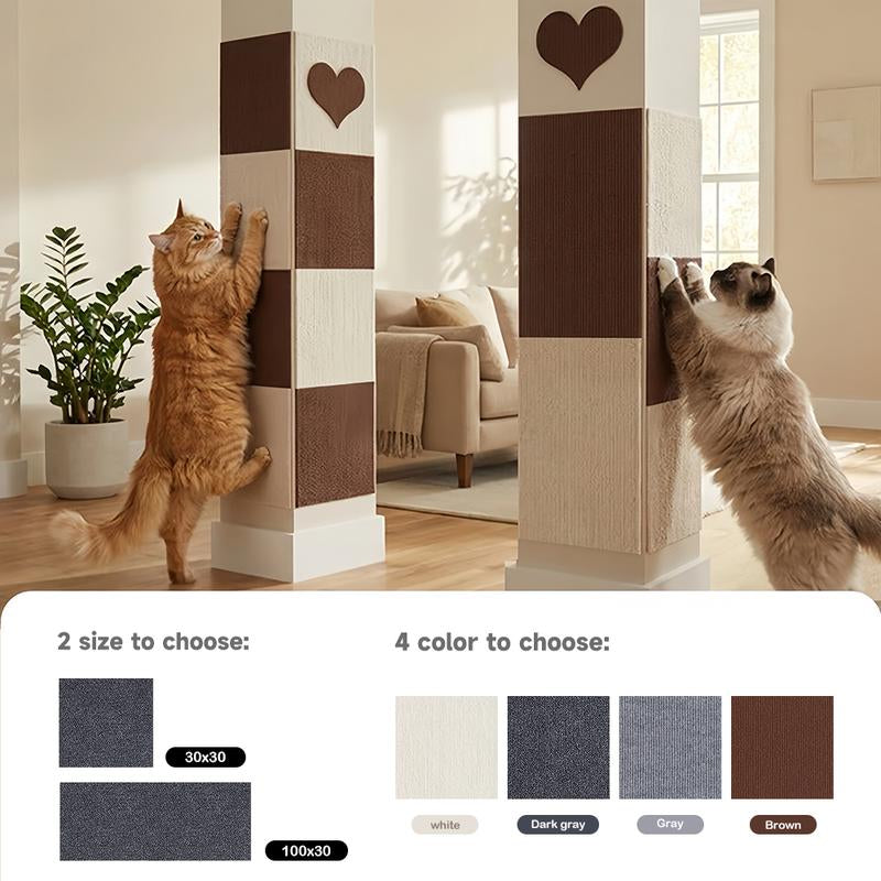 Cat Scratch Furniture Protector Stickers - 4 Pack (11.8"x11.8") or 1 Pack (39.3"x11.8") in Grey - Customizable and Available in Four Colors