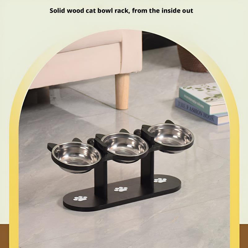 Elevated Pet Feeder with 15-Degree Tilted Bowls and Adjustable Height for Enhanced Feeding Comfort