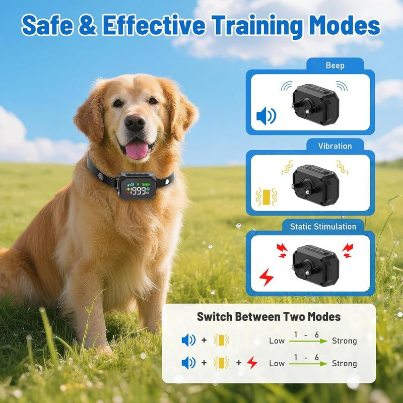 GPS Wireless Dog Fence System with Perimeter Collar, Adjustable Radius 33-1999 Yards, IPX7 Waterproof, Beep, Vibration, and Shock Correction for Pets Over 18 lbs