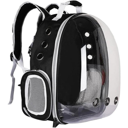 Transparent Airline-Approved Bubble Pet Carrier Backpack for Cats and Puppies - Ideal for Travel, Hiking, and Outdoor Adventures in Black