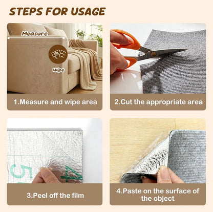 Cat Scratch Furniture Protector Stickers - 4 Pack (11.8"x11.8") or 1 Pack (39.3"x11.8") in Grey - Customizable and Available in Four Colors