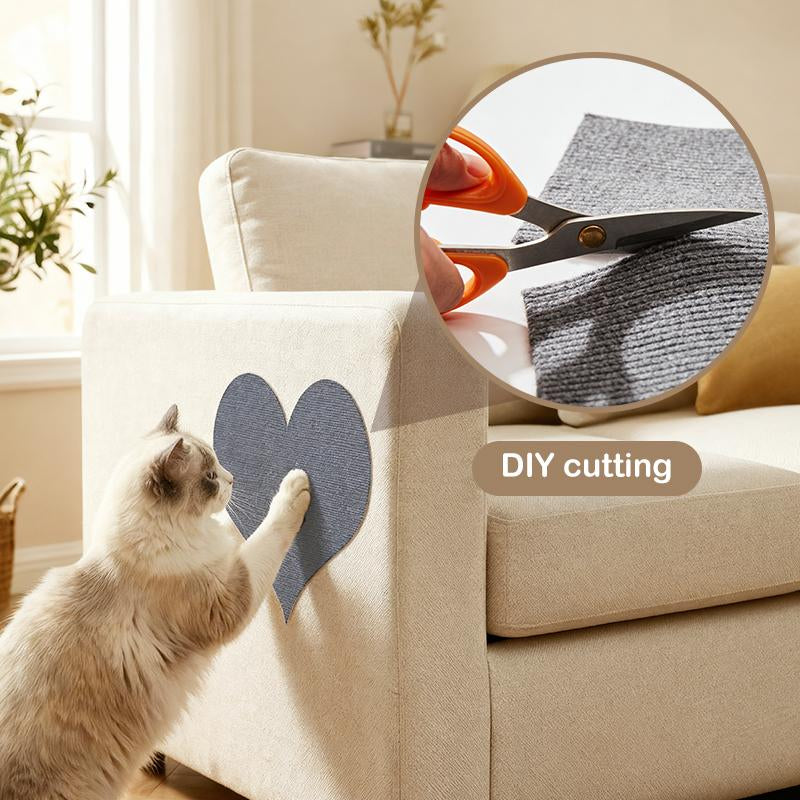 Cat Scratch Furniture Protector Stickers - 4 Pack (11.8"x11.8") or 1 Pack (39.3"x11.8") in Grey - Customizable and Available in Four Colors