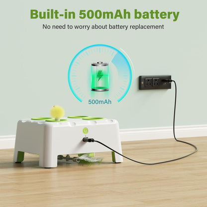 HAPPYCODE Interactive Cat Toy - 4-Hole Whack-A-Mole Electric Toy with Three Modes: Feather Wand, Whack-A-Mole, and Rechargeable Hide-and-Seek for All Cats