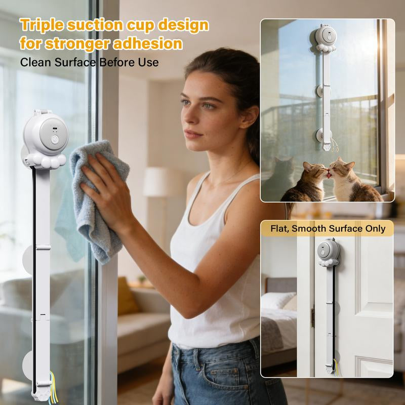 HAPPYCODE 2-in-1 Rechargeable Electric Cat Wand - Versatile Indoor Toy with Suction and Hanging Design, Featuring Dual Modes (Track Chase + Bounce) for Kittens and Adult Cats, Ideal Gift for Cat Lovers