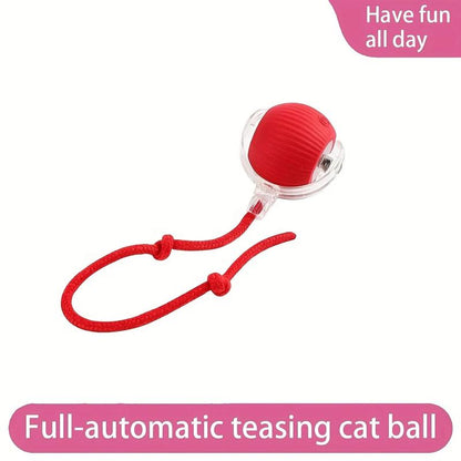 Interactive Cat Toy, Chirp and Motion Activated Cat Rolling Toy, Used for Indoor Cat Red LED Light Ball Rolling Quickly, Can Be Used on the Carpet.