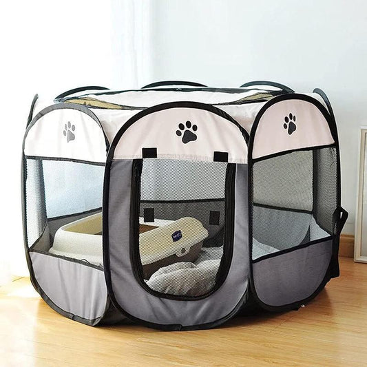 Portable Indoor/Outdoor Pet Playpen for Small Dogs, Cats, and Rabbits with Removable Zipper Top
