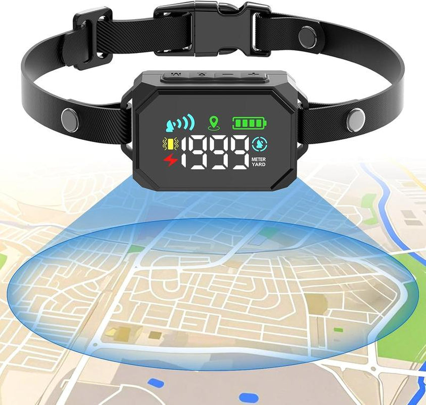 GPS Wireless Dog Fence System with Perimeter Collar, Adjustable Radius 33-1999 Yards, IPX7 Waterproof, Beep, Vibration, and Shock Correction for Pets Over 18 lbs