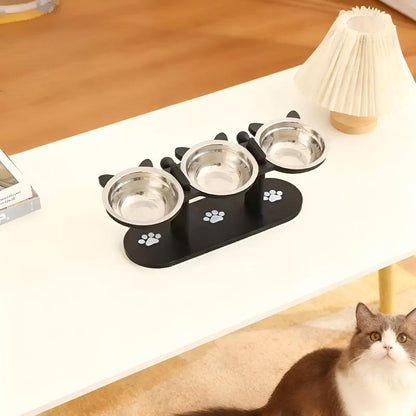 Elevated Pet Feeder with 15-Degree Tilted Bowls and Adjustable Height for Enhanced Feeding Comfort
