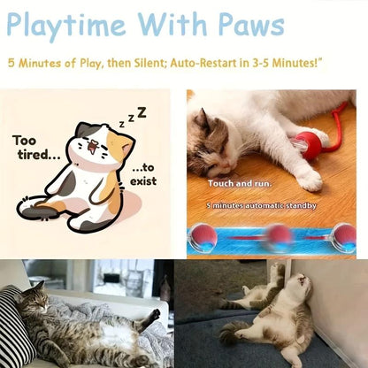 Interactive Cat Toy, Chirp and Motion Activated Cat Rolling Toy, Used for Indoor Cat Red LED Light Ball Rolling Quickly, Can Be Used on the Carpet.